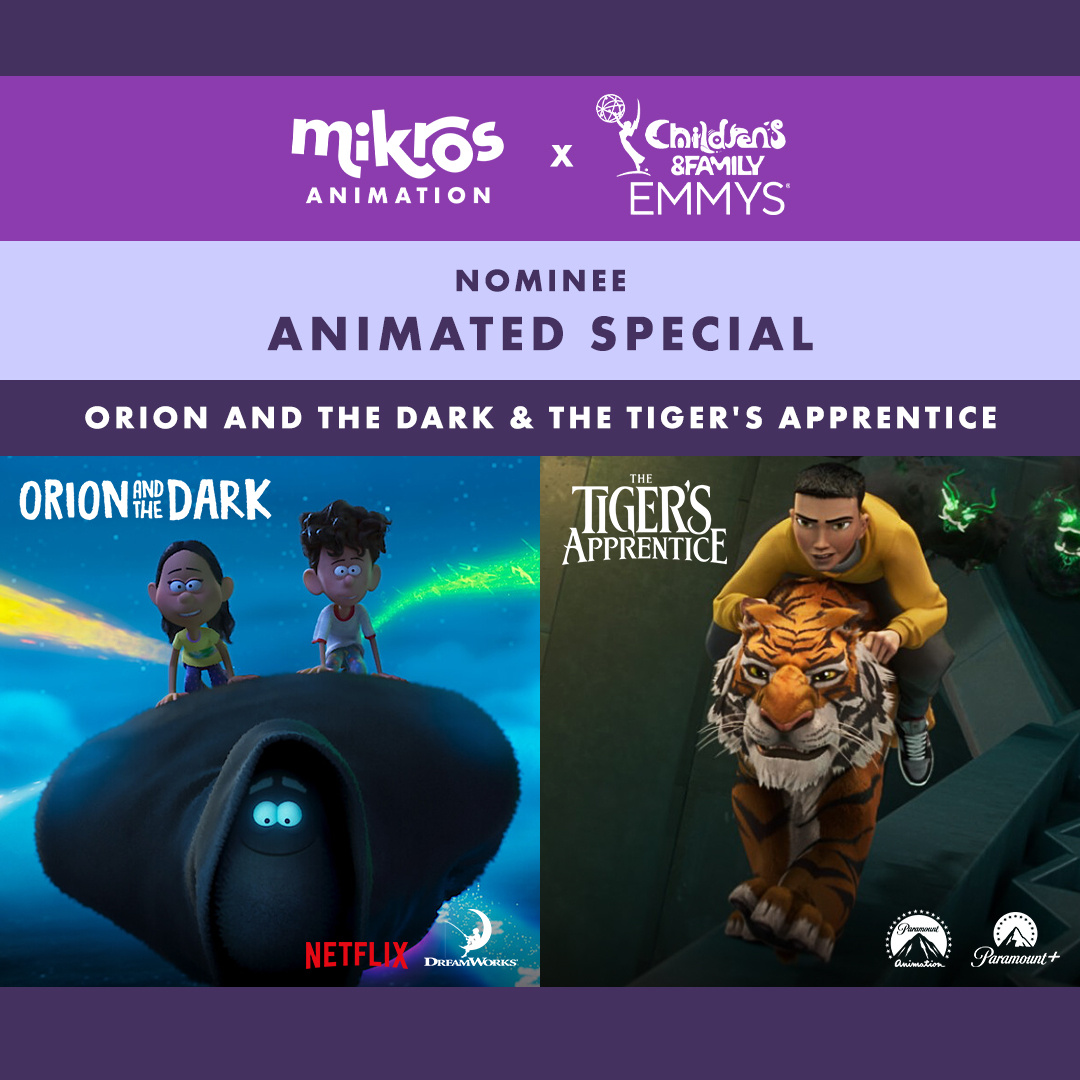 mikrosanimation's tweet photo. #OrionAndTheDark &amp; #TigersApprentice have been nominated for the Animated Special category at the 3rd Annual 𝐂𝐡𝐢𝐥𝐝𝐫𝐞𝐧’𝐬 &amp; 𝐅𝐚𝐦𝐢𝐥𝐲 #EmmyAwards!

🌟 Thank you to everyone who helped bring these incredible stories to life! 💪 #MikrosAnimation https://t.co/X2hvjM0bbG