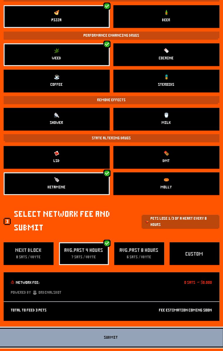 cryptosanthoshK's tweet photo. Very first, Ordinals web3 game launched by @Pizza_Pets is now live:

https://t.co/nuiT12ceRL

Feed. Grow. Evolve and trade.

Only the mightiest will win.

You just got 3 days before your pet evolved or die 🟧

Love it.

#Bitcoin #Ordinals #PizzaPet https://t.co/16tlIAU1Kp