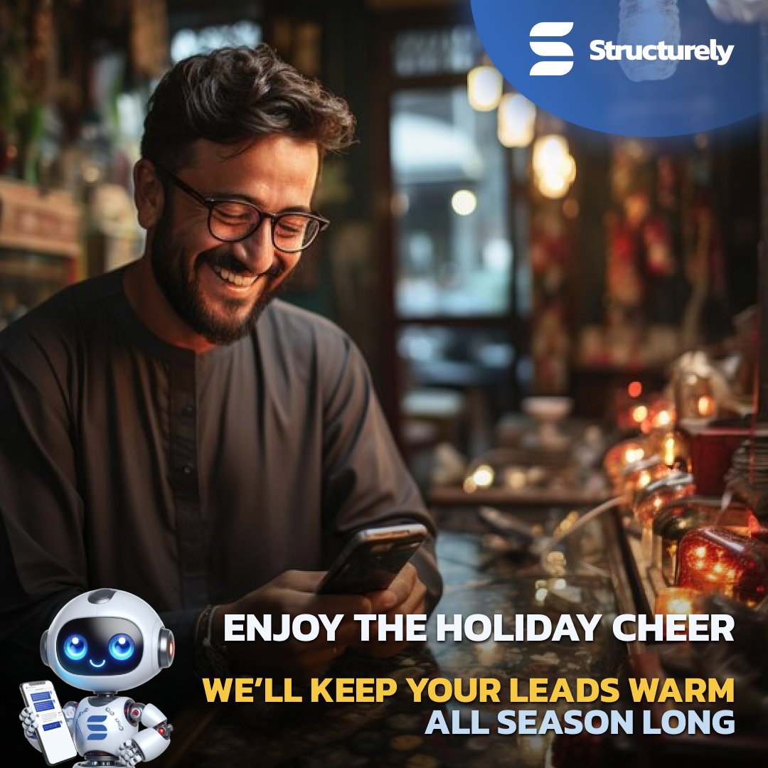 Get into the holiday spirit with Structurely! 🎄❄️ 
Let us keep your leads warm and cozy all season long while you relax and enjoy the festivities. 

#LeadGeneration #HolidayCheer #WarmLeads #StructurelyPersistent 🐝💬