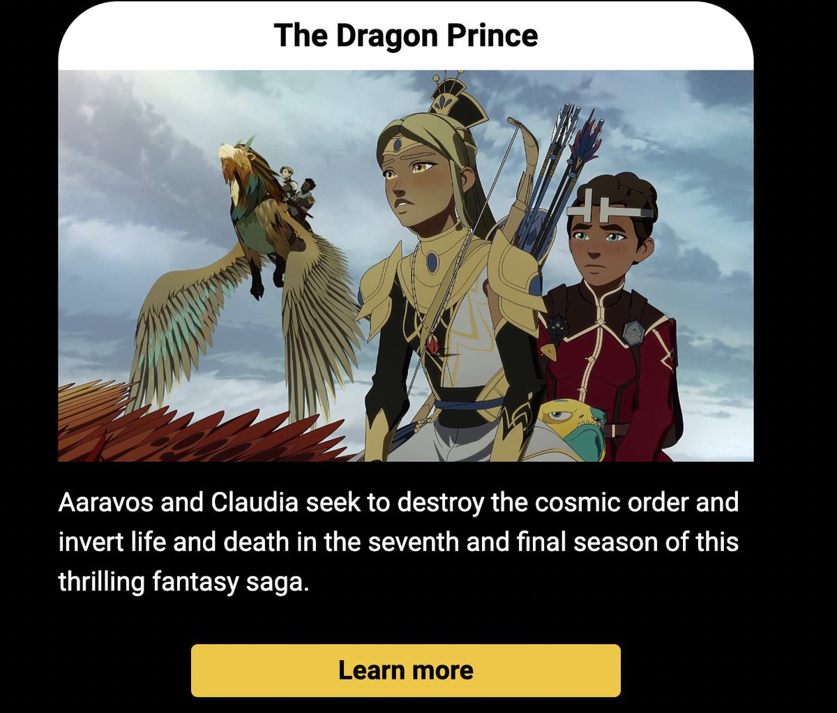 wordswdragons's tweet photo. #rhedragonprince being on the "5 things you need to watch this week" for imdb! #giveusthesaga #continuethesaga https://t.co/lCNeLrEl4O