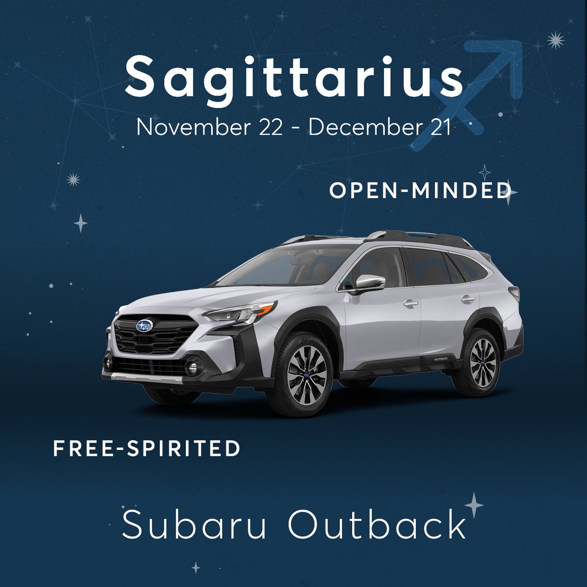 Adventure is calling—let your free spirit roam and chase those wild dreams! ♐️✨

#GoAuto #Saggitarius #Subaru #SubaruOutback