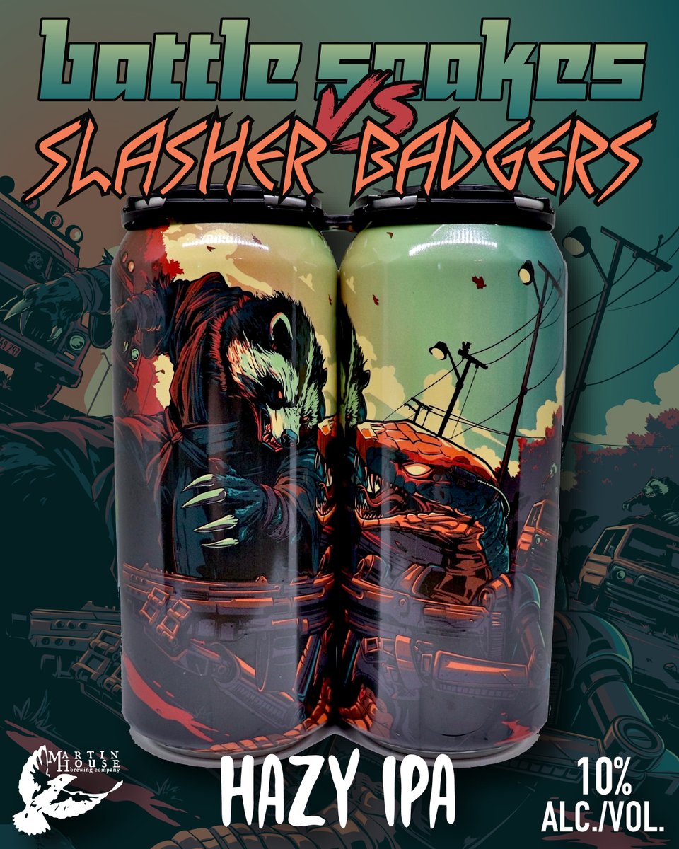 MartinHouseBrew's tweet photo. BATTLE SNAKES VS SLASHER BADGERS - 10% - HAZY IPA - OUT NOW. Look out for those scary honey badgers. 🐍🆚🆚🆚🆚🆚🦡 https://t.co/jt09G1HGEp