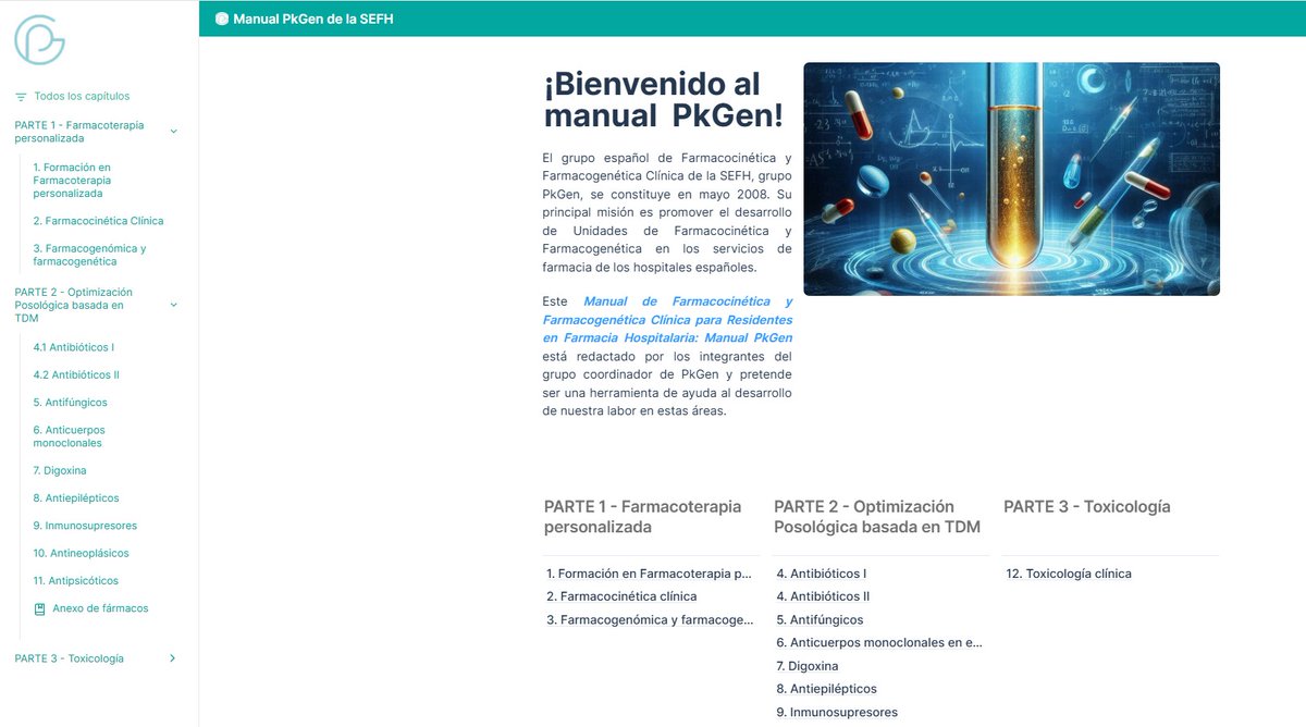 ❗️❗️🆕 Manual de Farmacocinética y Farmacogenética Clínica para Residentes en Farmacia Hospitalaria <a href="/GrupoPKgen_SEFH/">Grupo PK.gen SEFH</a> 

🔐Acceso solo para socios/as SEFH: manual-pkgen.sefh.es

✅Nuevas monografías TDM: antifúngicos, antineoplásicos, mab...
✅Conceptos clave en Farmacocinética