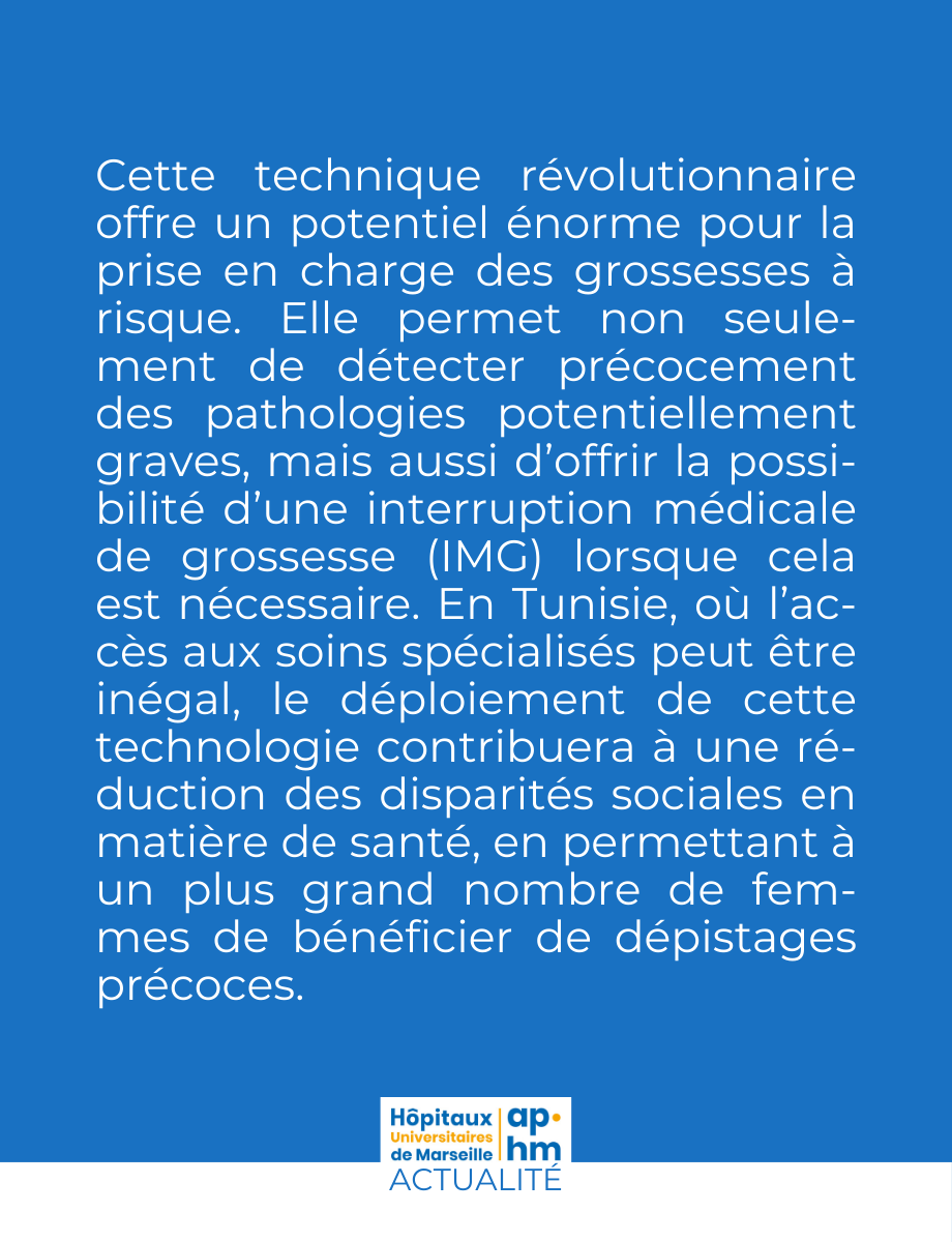 Cette technique révolutionnaire offre un potentiel énorme pour la prise en charge des #grossesses à #risque. Elle permet non seulement de détecter précocement des #pathologies potentiellement graves, mais aussi d’offrir la possibilité d’une interruption médicale de grossesse