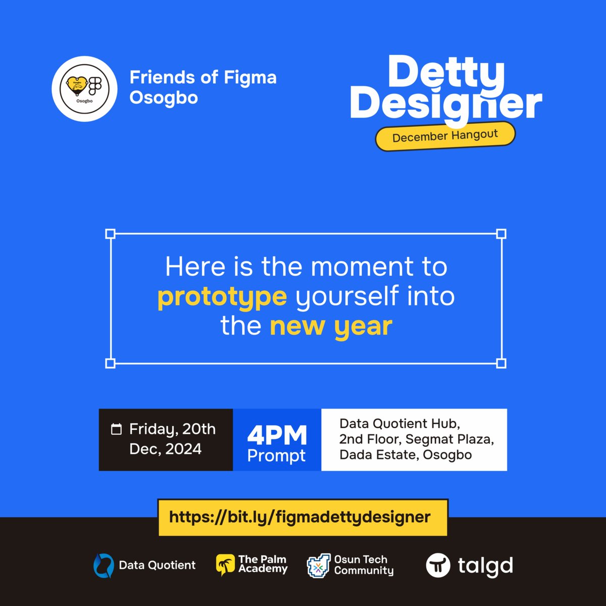 It is that time of the year to unwind the year-long canvas inconsistencies.

Working on those stubborn wireframes.

Here is the moment to prototype yourself into the new year.

Let's Detty Designer together in this December. 🎉🎉🎉🎉

#DettyDesigner #fof