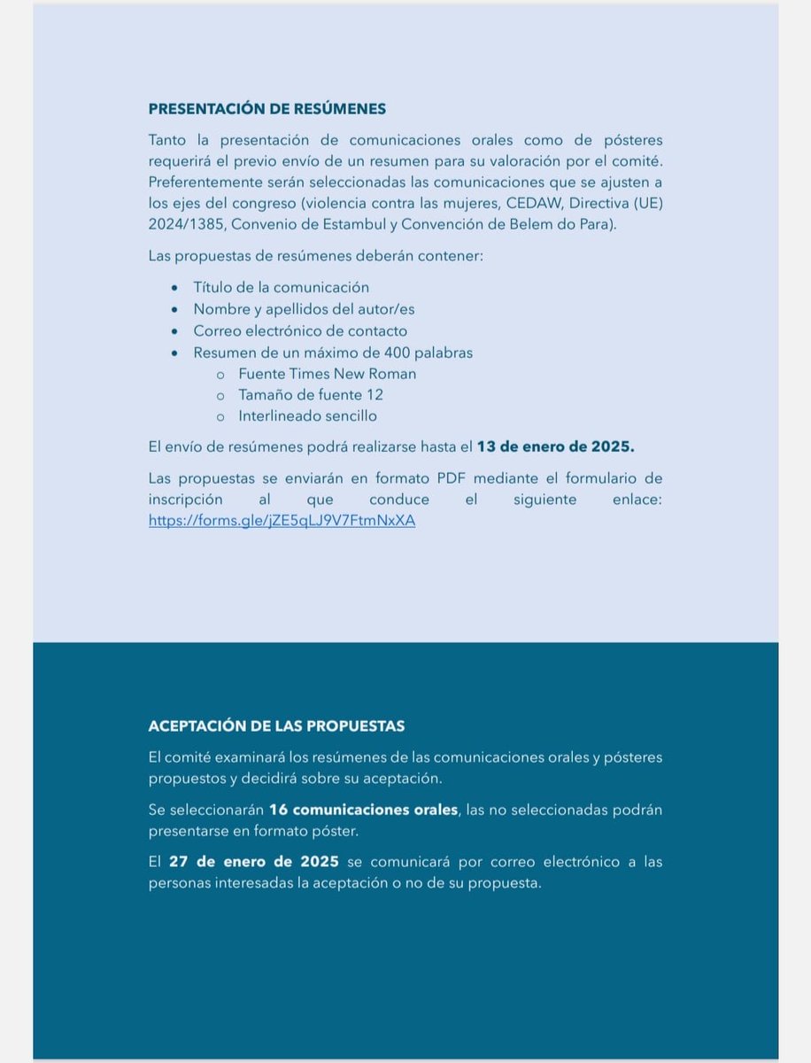 redviomuj_cadiz's tweet photo. Ampliamos el plazo de recepción de los resúmenes de las comunicaciones hasta el 13 de enero de 2025.
Formato PDF, extensión máxima 400 palabras.

Toda la información aquí 👇 https://t.co/Dx83VPUCAA