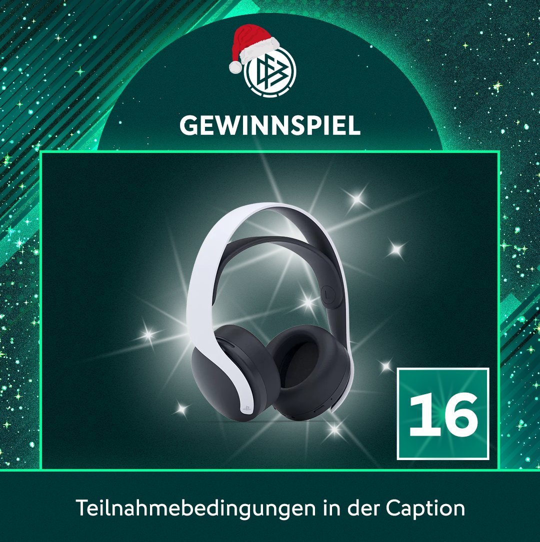 DFB-eSports (@dfb_esports) on Twitter photo Türchen 16 🎅
Gewinne ein Playstation 5 Headset!  🔥
So einfach nimmst du teil:
1. Folgt <a href="/DFB_eSports/">DFB-eSports</a>!
2. Likt den Beitrag!
3. Kommentiert mit "Headset"!
4. Retweetet diesen Beitrag!
Das Gewinnspiel endet am 22.12.2024, um 23:59 Uhr. Der/Die Gewinner/in wird per Türchen 16 🎅
Gewinne ein Playstation 5 Headset!  🔥
So einfach nimmst du teil:
1. Folgt <a href="/DFB_eSports/">DFB-eSports</a>!
2. Likt den Beitrag!
3. Kommentiert mit "Headset"!
4. Retweetet diesen Beitrag!
Das Gewinnspiel endet am 22.12.2024, um 23:59 Uhr. Der/Die Gewinner/in wird per