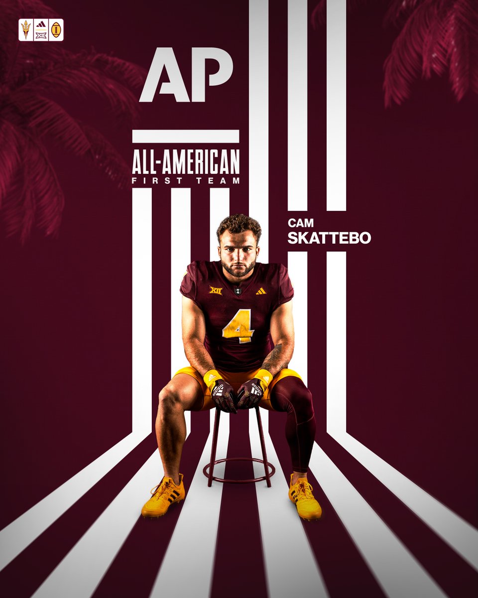 Sun Devil Football (@asufootball) on Twitter photo Cam Skattebo named to the <a href="/AP/">The Associated Press</a> All-America first-team ‼️
#ForksUp /// #ActivateTheValley Cam Skattebo named to the <a href="/AP/">The Associated Press</a> All-America first-team ‼️
#ForksUp /// #ActivateTheValley