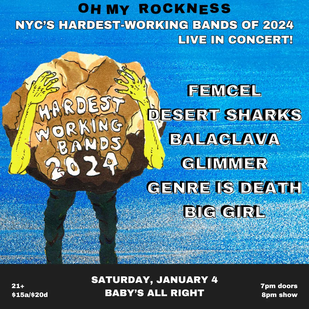 JUST ANNOUNCED: Oh My Rockness' Hardest-Working Bands of 2024 Live! In Concert! 💪💪💪💪💪💪

Come hang with us and six sick bands @ Baby's on 1/4: it's tradition! 

*tickets going on sale right....NOW*
ohmyrockness.com/shows/442324-f…