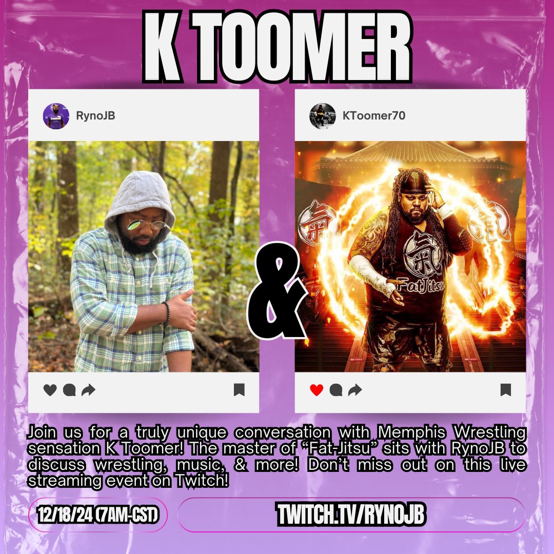 This Wednesday at 7:30AM(CST) <a href="/ArtemisiaNews/">Artemisia</a> will have our first special guest on <a href="/Twitch/">Twitch</a> - The one and only <a href="/KToomer70/">K. Toomer</a>! Join us as we discuss wrestling, music, &amp; more. Twitch.tv/RynoJB