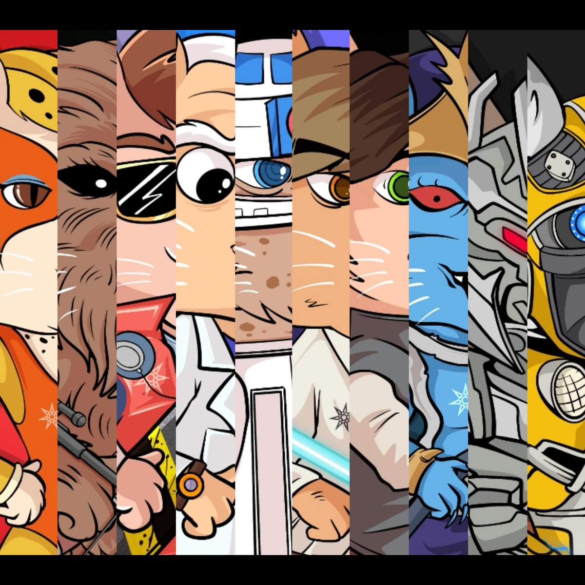 UberSlim's tweet photo. HADAS FRIENDS &amp; FOES - #HadaFox 🔥🦊🎨
All 10 of the new releases below 👀👇

Go on $Hada guess at the characters ☺️💡
3 guessed already 🗣✔️ (R2, Chewy, Bumblebee) = 🧩
3 = 🧩 6 = 🧩🧩 All 7 in one go = 🧩🧩🧩

#XRPhasNFTs #XRPLCommunity https://t.co/2Sfrjk6oHH