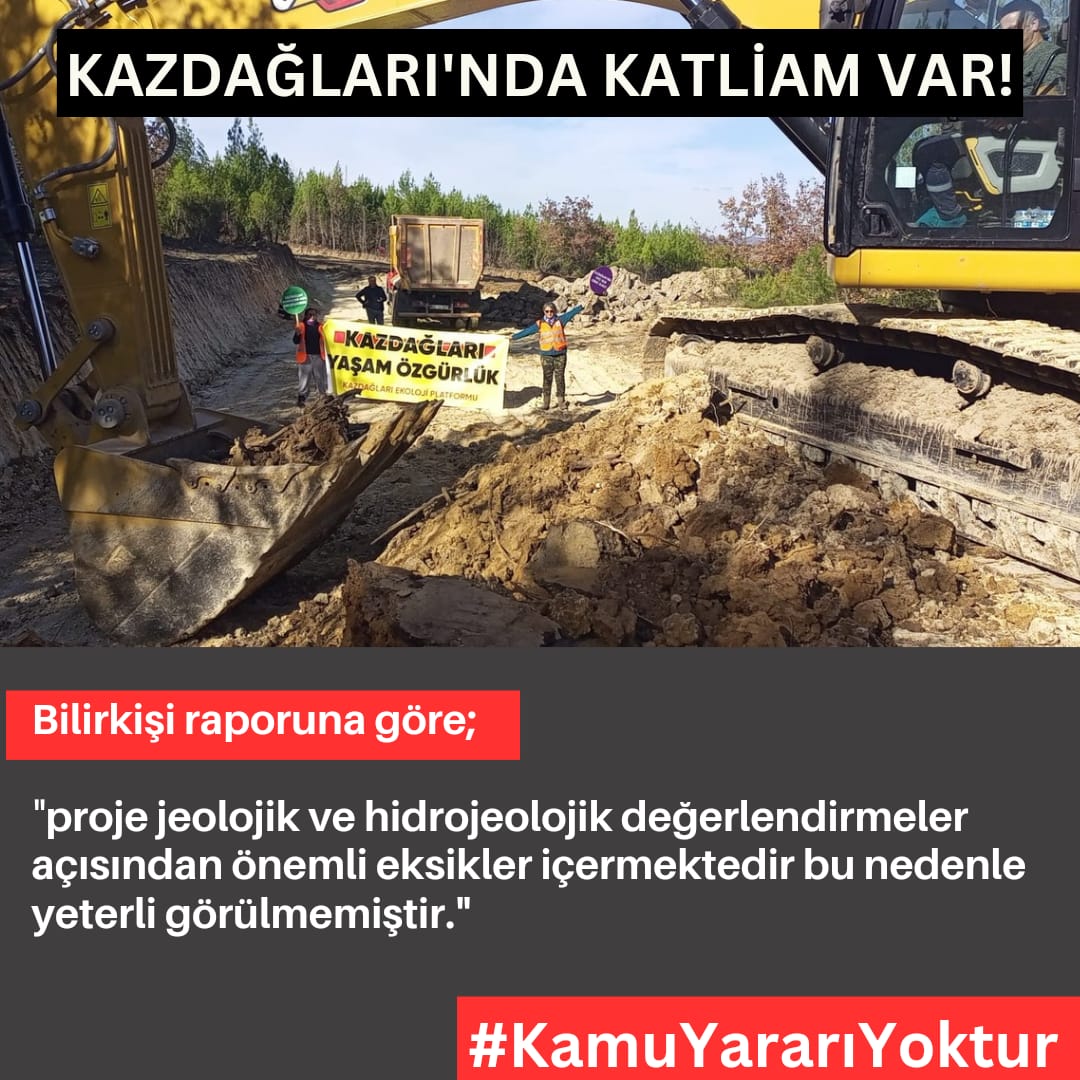BKolektifi's tweet photo. Halilağa Bakır Madeni katliam sahasında 1 milyon ağacı kaybetmiş olmamıza rağmen, geri dönüşsüz bir ekokırım alanına dönmeden, Danıştay’ın bir an önce bilirkişilerin #KamuYararıYoktur görüşleri doğrultusunda, ÇED olumlu kararını iptal etmesini bekliyoruz. @TC_Danistay https://t.co/XpILCJLsFG