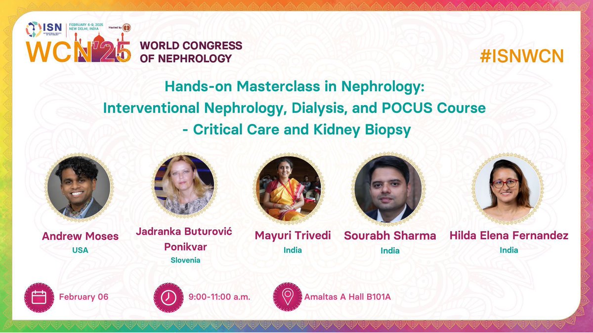 iamnephrologist's tweet photo. 💥Have you registered for the Hands-on Masterclass in Nephrology at #ISNWCN ⁉️
❇️POCUS
❇️Dialysis
❇️Interventional Nephrology

♻️All in one day‼️

⚠️Don’t miss this
🔥Register today‼️ https://t.co/AxUGnqaCvp
