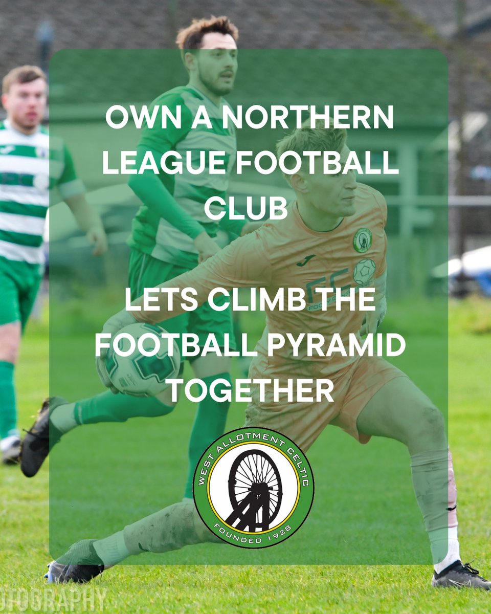 BIG NEWS:  Ever wanted to own a non league football club?  Well now you can.  

West Allotment Celtic have unveiled plans to become the FIRST fan owned Northern League club.

Help us push through the leagues &amp; become a football club today.

westallotmentcelticfc.co.uk/become-a-footb…