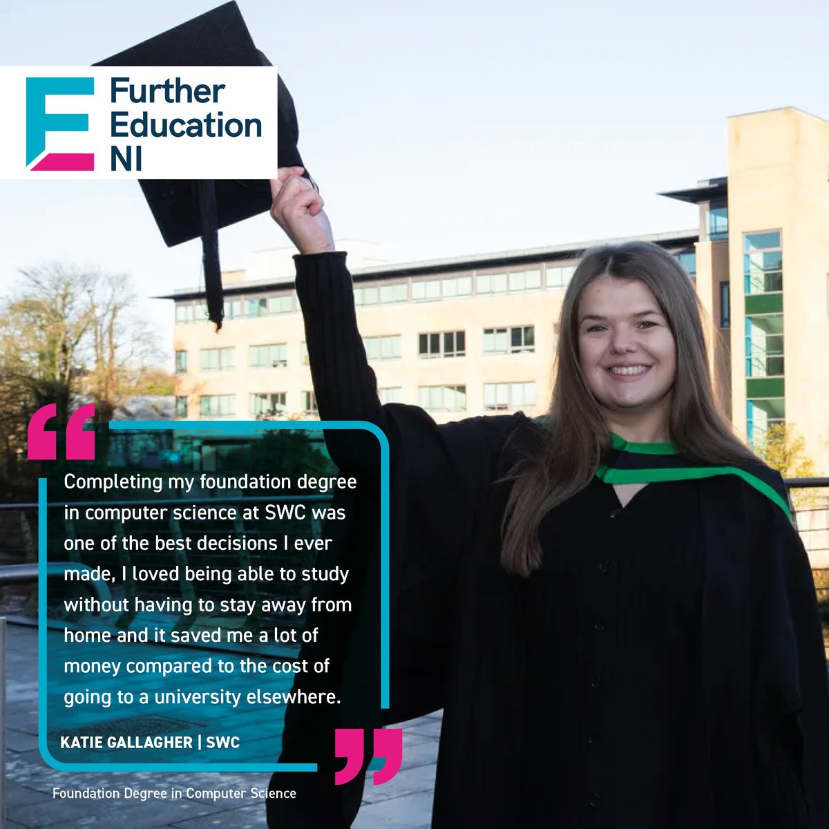 swccollege's tweet photo. Study for a degree at your local college, save on living expenses. Student Katie Gallagher chose to study computer science at South West College. More info at https://t.co/BZGi1z1OIp #FENI #TeamSWC. https://t.co/IYbice8ryS
