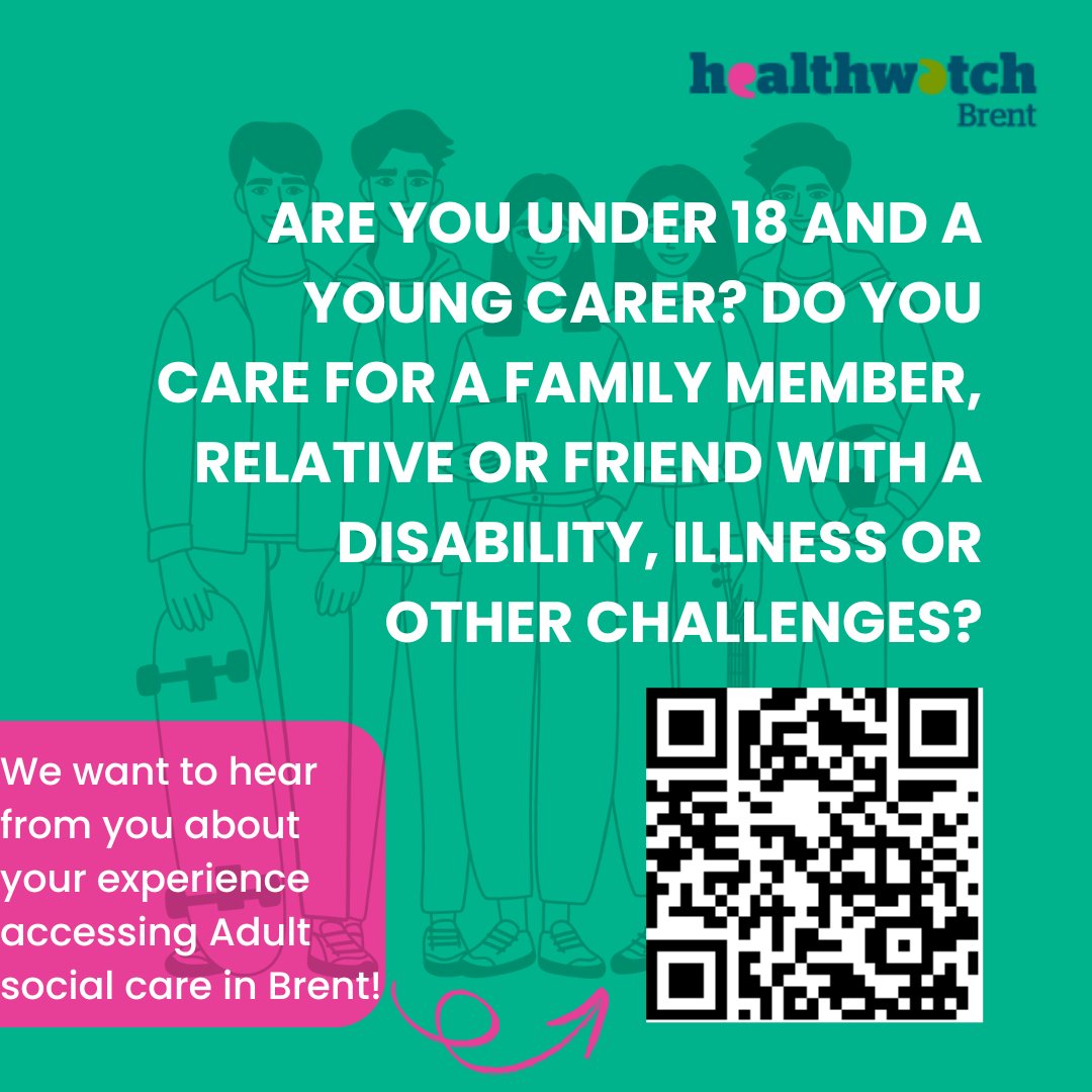 Are you a Young Carer in Brent?

Healthwatch Brent have created this survey to explore what it is like for a young carer to request a Care Needs Assessment

The findings will be shared anonymously to Brent Council who commission Adult social care services

smartsurvey.co.uk/s/6RTQZD/