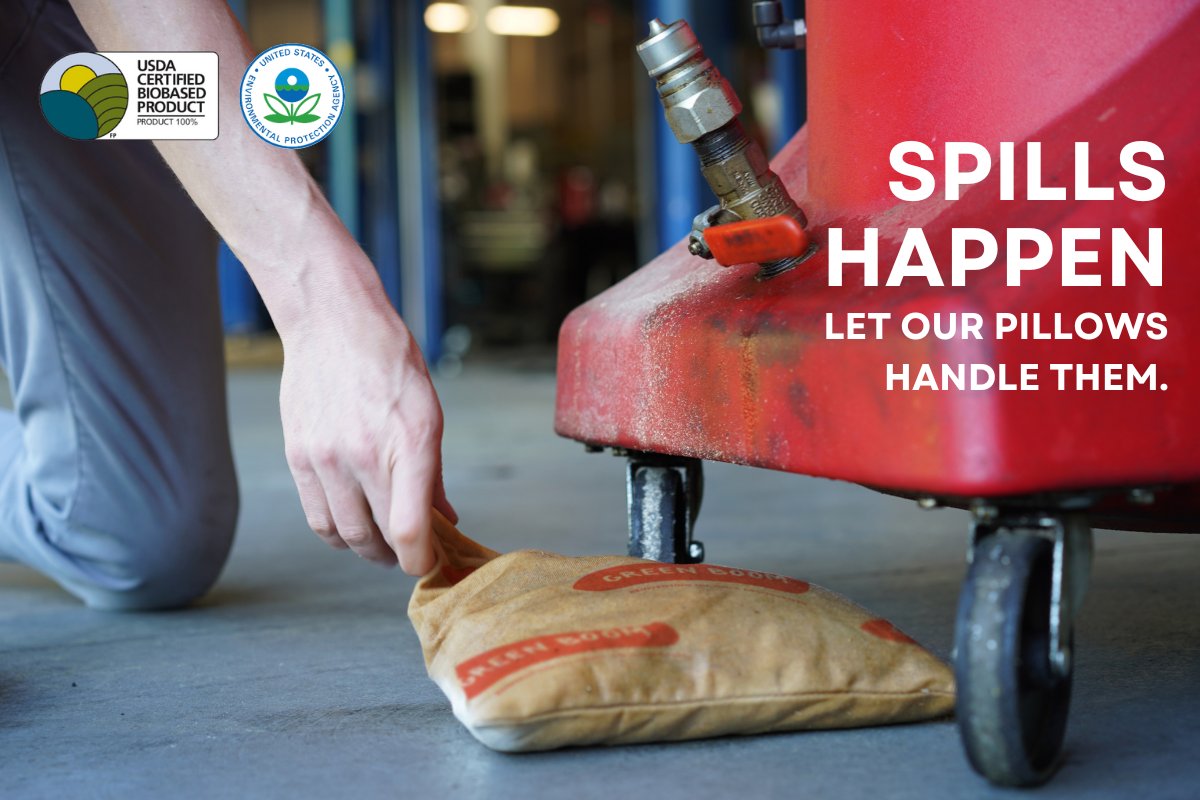 Try the Green Boom Pillows Today: Zero Plastic, Negative CO2 Emissions, highest absorbency per square inch, 100% Biodegradable and ready for your next leak. Protect the planet while protecting your business. 🌍

#OilSpill #GreenBoom #Biodegradable #OilCleanup #SpillKit #Pillow