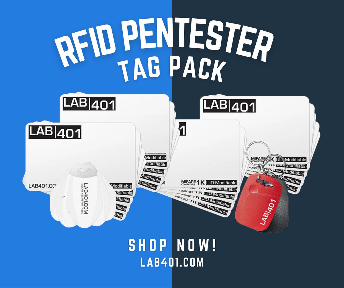 Lab_401's tweet image. The minimum RFID cards that every pen-tester must have. Includes cards that you will encounter on a daily basis. l.lab401.com/LaUvE 
#rfidtool #rfid #clone #Keyfobs #pentesting #infosec #redteam #blueteam #hacking #LAB401