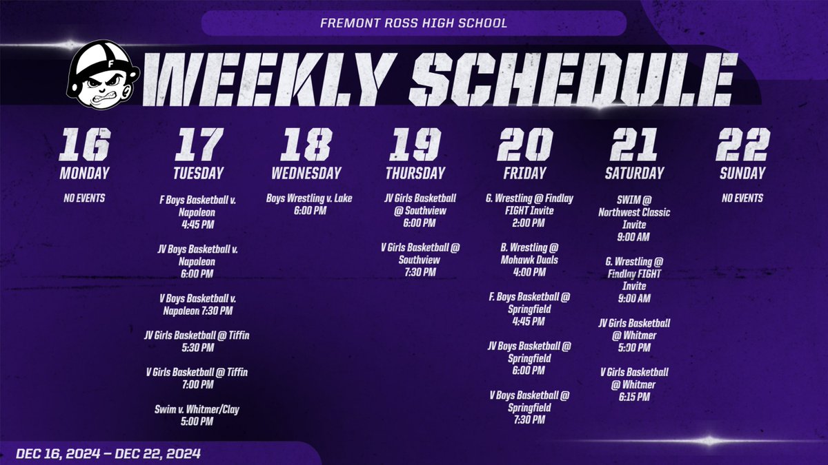 Another busy week for our athletes and coaches as we enter final exam week here at Ross High School.