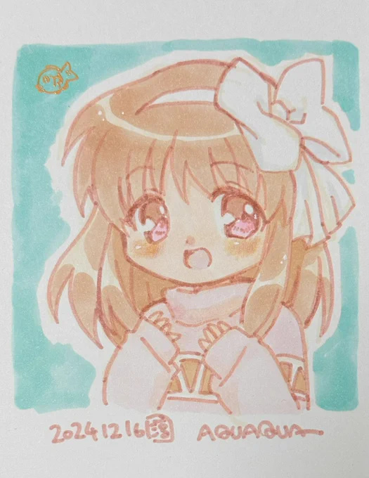 770日目のアナログイラストはKanonの月宮あゆ幼少期〜!こあゆの白リボンカチューシャかわいいよね〜! 