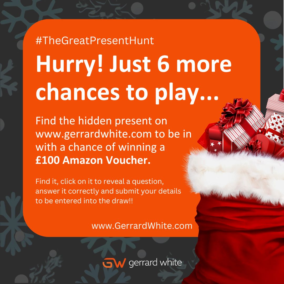 Gerrard_White's tweet photo. HURRY! Only 6 Chances Left to Win a £100 Amazon Voucher... head to https://t.co/SXa5C1mXn1 to start your search...

#TheGreatPresentHunt #ChristmasCountdown2024 https://t.co/2PL07wnIoV