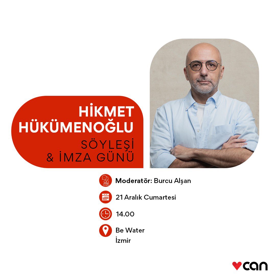 Hikmet Hükümenoğlu söyleşisi 21 Aralık Cumartesi günü, saat 14.00’te Burcu Alşan’ın moderatörlüğünde Be Water İzmir’de gerçekleşecek.