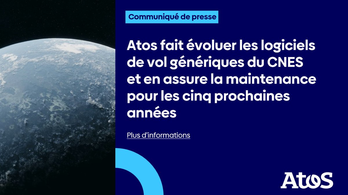 Atos annonce aujourd’hui avoir été retenu par le <a href="/CNES/">CNES</a> pour faire évoluer sa solution générique de logiciel de vol (LVCUGEN) destinée aux satellites et engins spatiaux et en assurer la maintenance. Plus d'infos : spr.ly/6012QU2UK