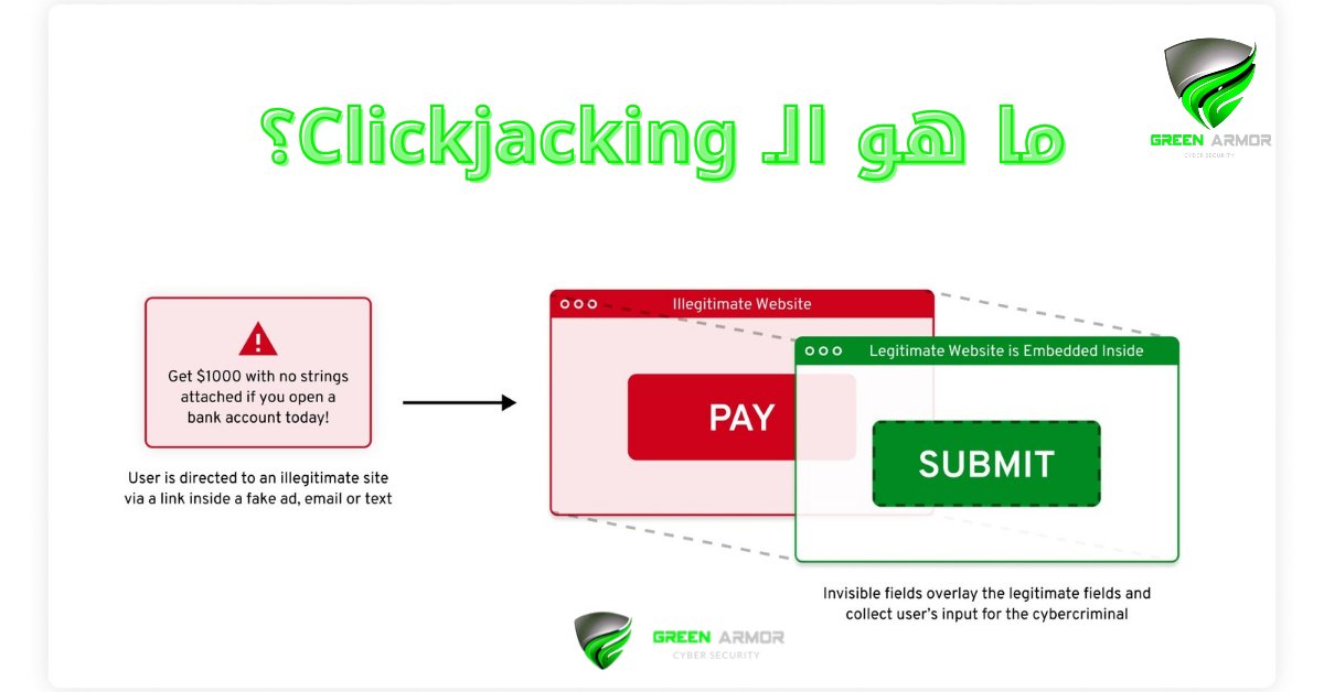 GREENARM0R's tweet image. #الامن_السيبراني

🛡️ ما هو الـ Clickjacking؟ 👉🏻

الـ #Clickjacking يتم خداع المستخدم للنقر على شيء ما يعتقد أنه أمر واحد، بينما في الواقع يقوم بأمر مختلف تمامًا.، تخيل أنك تنوي النقر على زر &quot;إعجاب&quot; في منشور على فيسبوك، ولكن في الحقيقة، هناك زر مخفي تحت هذا الزر يؤدي إلى تنزيل 👇🏻