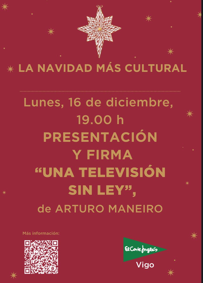 Hoy, a las 19h. en El Corte Inglés de Vigo, presentación del libro Una televisión sin ley. 50 años de fracasos legislativos sobre #RTVE <a href="/arturomaneiro/">Arturo Maneiro Vila</a>