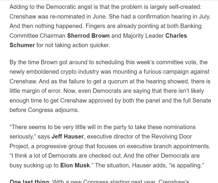 jeffhauser's tweet photo. Inattention amongst Democrats to the SEC ia going to go on the permanent records of several people, as I told Capitol Account. https://t.co/5bcDvAX9Ra