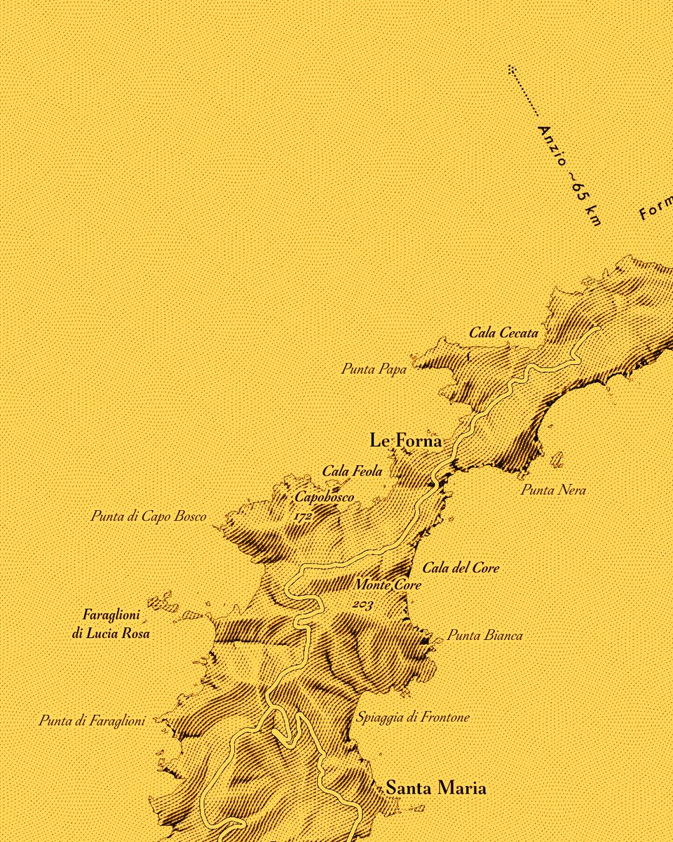 verygoodmaps's tweet photo. Island of Ponza, Italy. 
I'm exploring this style further and so far so good. Works well black and white and basically any colour.
There is some talk that island is named after Pontius Pilate. It's not.
#italy #geography #graphicdesign https://t.co/ARVcPjwjbM