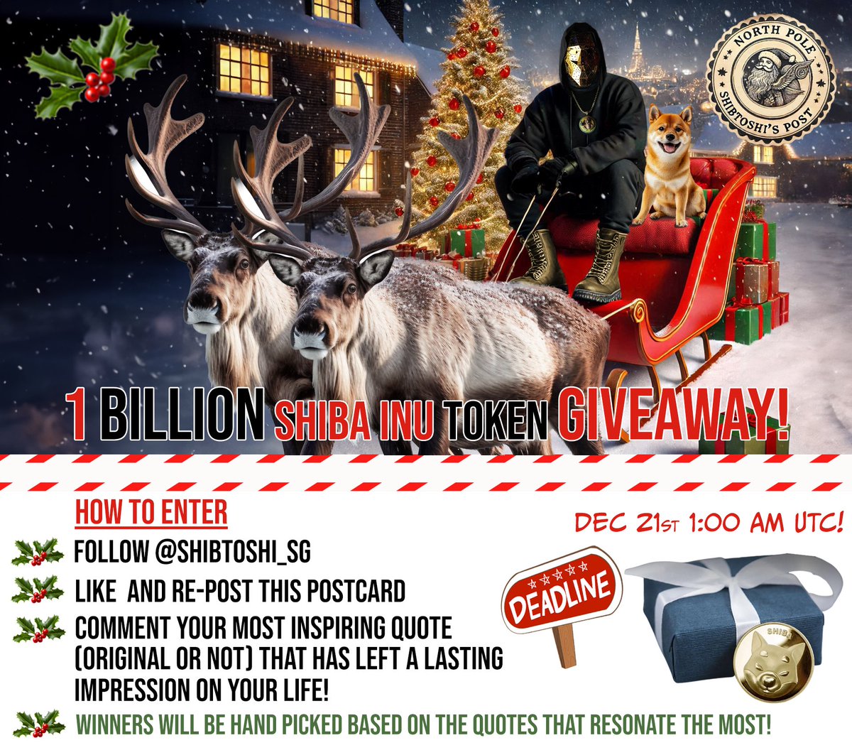 🚨 1 BILLION $SHIB GIVEAWAY! 🚨

Are you ready, ShibArmy? We’re giving away 1 BILLION Shiba Inu tokens split across 5 winners! 🐾

⏳ Deadline: Dec 21 at 1:00 AM UTC
🏆 Winners announced: Shortly after.

Good luck! Let’s spread some inspiration! 🙌

#SHIB #ShibaInu #Giveaway