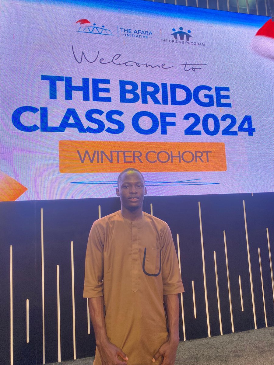 MrSamuelOlomu's tweet photo. Out of about 4000 applications from across 50 Universities in Nigeria, I am glad to inform you that I am part of the 150 persons selected for the Bridge Program, Winter Class of 2024. 

The @TheBridgeProgrm is an initiative of The Afara Initiative aimed at developing potentials. https://t.co/8vrAiNZXjC