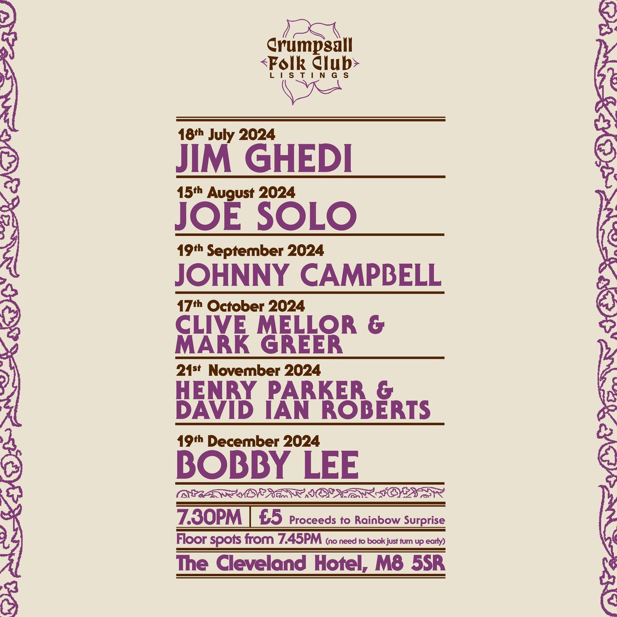 My last show of the year is at Crumpsall Folk Club, Manchester, this Thursday. Floor spots too!