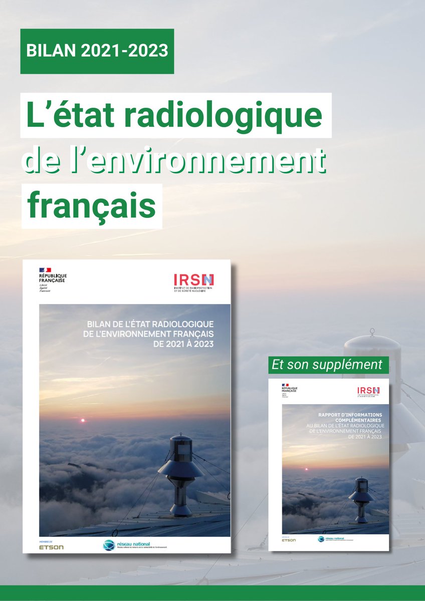 📊 Découvrez le #Bilan radiologique 2021-2023 de l'#environnement français, un état des lieux complet de la surveillance 🇫🇷☢️Une nouvelle formule avec➕400 000 résultats &amp; des infographies !
👉Lisez-le ici : irsn.fr/actualites/lir… #RNM #BR2024 #radioprotection  #nucléaire