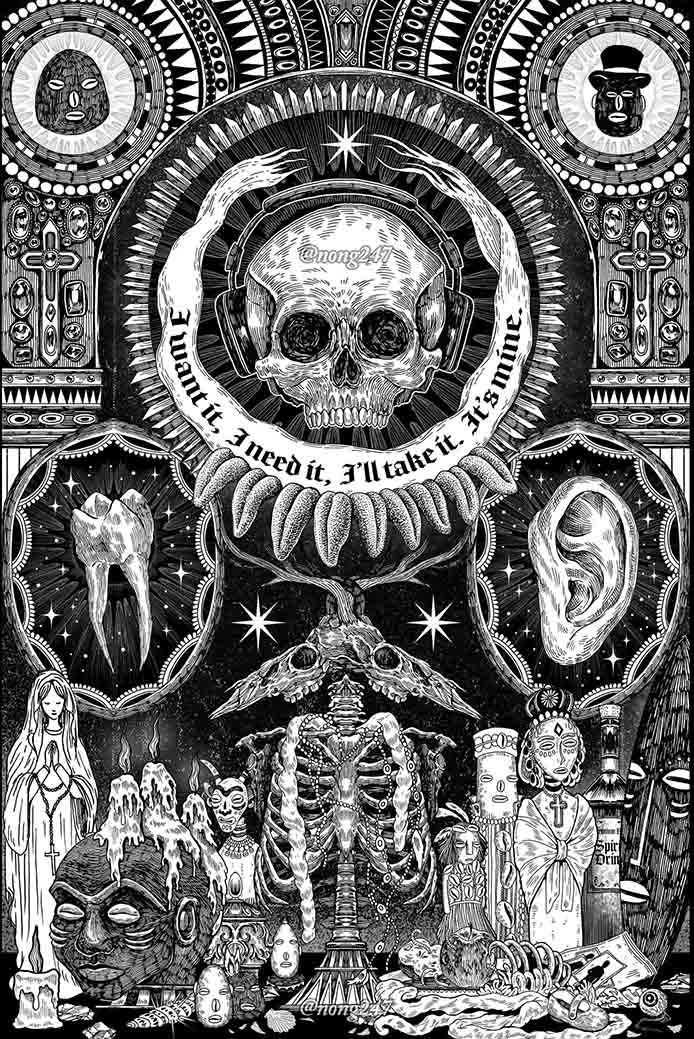 nong247_art's tweet photo. [An Ode to the Minor Arcana in a Triplet Flow]

I worked on an interior illustration for the short story "An Ode to the Minor Arcana in a Triplet Flow" (written by Xavier Garcia), included in the anthology 'Death In The Mouth Vol 2'. https://t.co/SDJO2ksd9V