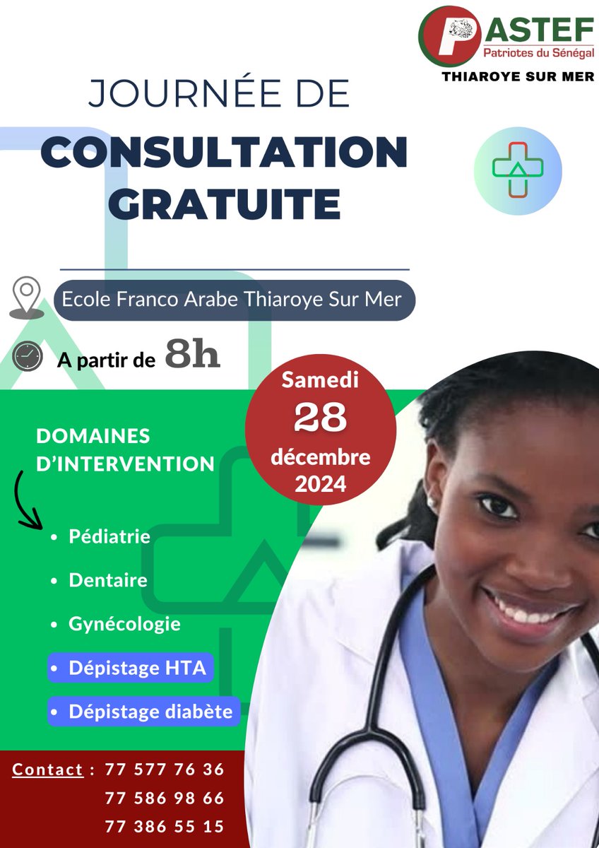Pastef_TSM767's tweet photo. 🗣️🎙️🥁🪘 journée de consultation gratuite 
Initiée par la section communale de Pastef Thiaroye sur mer 
👉🏾 Le 28 décembre 2024

                  🚨🚨🚨🚨
Ainsi que bien d'autres surprises.
🧨🪔 Le 28 décembre 🤔
🌞La naissance 🌝 https://t.co/gwGYVLkA2S