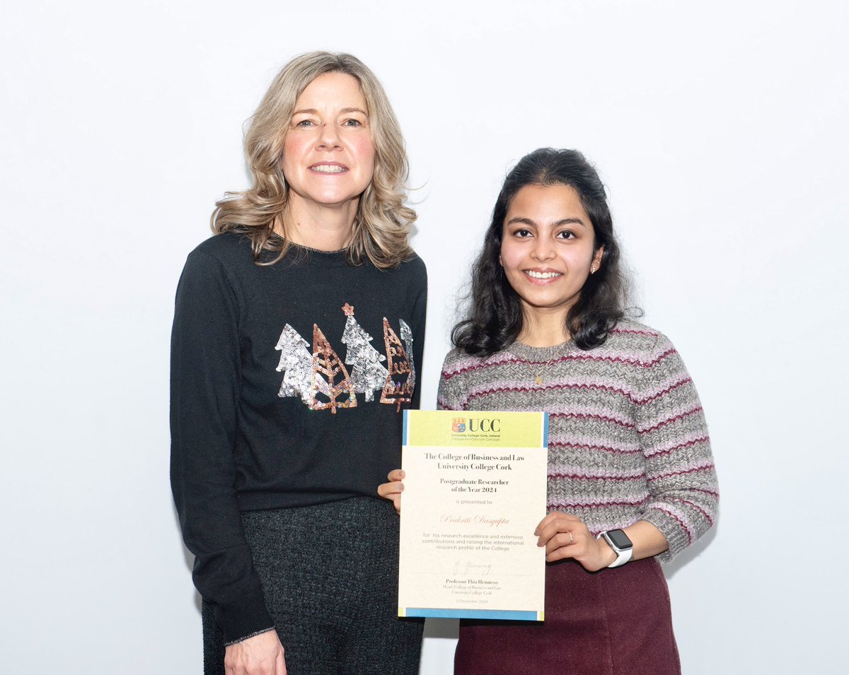 Prakriti Dasgupta | @prakritidasgupta.bsky.social (@prakriti_dg) on Twitter photo Delighted to be recognised as the Postgraduate Researcher of the Year ’24 in the CoBL <a href="/UCC/">UCC Ireland</a> <a href="/CUBSucc/">Cork University Business School (CUBS)</a> with joint awardee <a href="/niamh_guiry/">Niamh Guiry</a> 🙏🏼
A shoutout to my supervisors <a href="/RonanCarbery/">Ronan Carbery</a> <a href="/amcdonnell_hrm/">Anthony McDonnell</a> <a href="/SJooss/">Stefan Jooss</a> for all the trust they place! + My family & friends who cheer me on everyday! Delighted to be recognised as the Postgraduate Researcher of the Year ’24 in the CoBL <a href="/UCC/">UCC Ireland</a> <a href="/CUBSucc/">Cork University Business School (CUBS)</a> with joint awardee <a href="/niamh_guiry/">Niamh Guiry</a> 🙏🏼
A shoutout to my supervisors <a href="/RonanCarbery/">Ronan Carbery</a> <a href="/amcdonnell_hrm/">Anthony McDonnell</a> <a href="/SJooss/">Stefan Jooss</a> for all the trust they place! + My family & friends who cheer me on everyday!