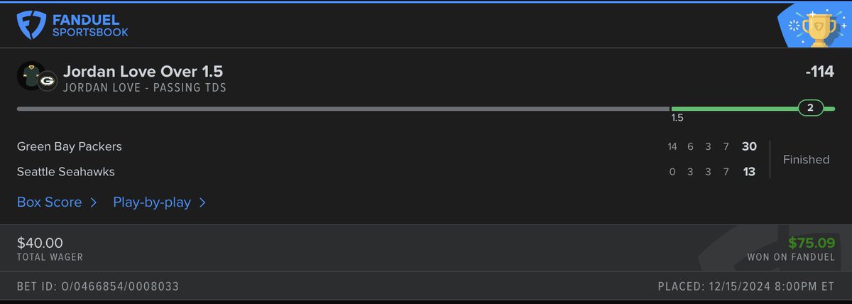 More plays equal more cash! 

Two double ups for the discord from the SNF Game 

<a href="/To0lieT/">Mr. Hi Ya Day 🧳</a> Feeding the streets!

+101 First Q Lay ✅
-114 Jordan Love OV 1.5 PTD ✅

Plays posted in the vip