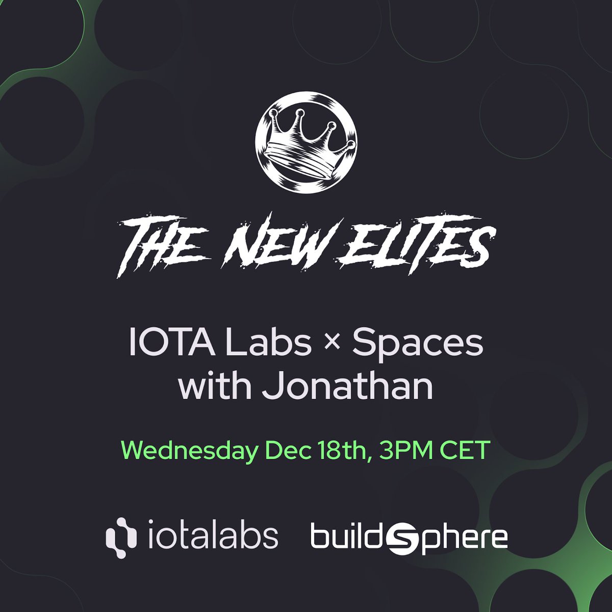 The New Elites are coming to IOTA for Buildsphere #26!

Community legend @kutkfraft will brief us on the upcoming mint, game details, and how to compete over the $IOTA prize.

Follow <a href="/TheNewElites_/">The New Elites</a> to prepare and drop your questions below 👇

x.com/i/spaces/1OwxW…