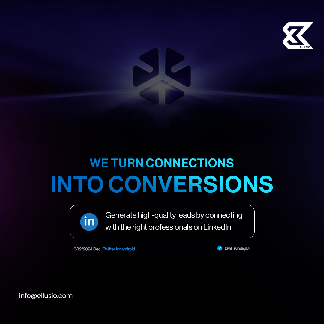 EllusioDigital's tweet photo. Connect, Engage, Convert. 🚀
Take your LinkedIn game to the next level and turn professional connections into tangible results.

Contact us to know more:
Ph: +917025770777 | info@ellusio.com

#LinkedInMarketing #LeadGeneration #DigitalSuccess #B2BMarketing #ProfessionalGrowth https://t.co/TJWigKZhUn