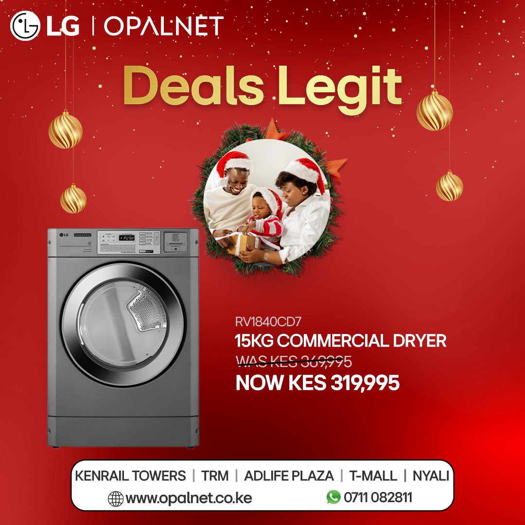 OpalnetLimited's tweet image. Boost your laundry business this festive season with deals legit on LG Commercial Washers &amp;amp; Dryers. Call/WhatsApp 0711082811 or email online@opalnet.co.ke. 
#SmartBusinessSolution #LifesGood #LGWashingMachines #Commercialdryer #CommercialLaundry