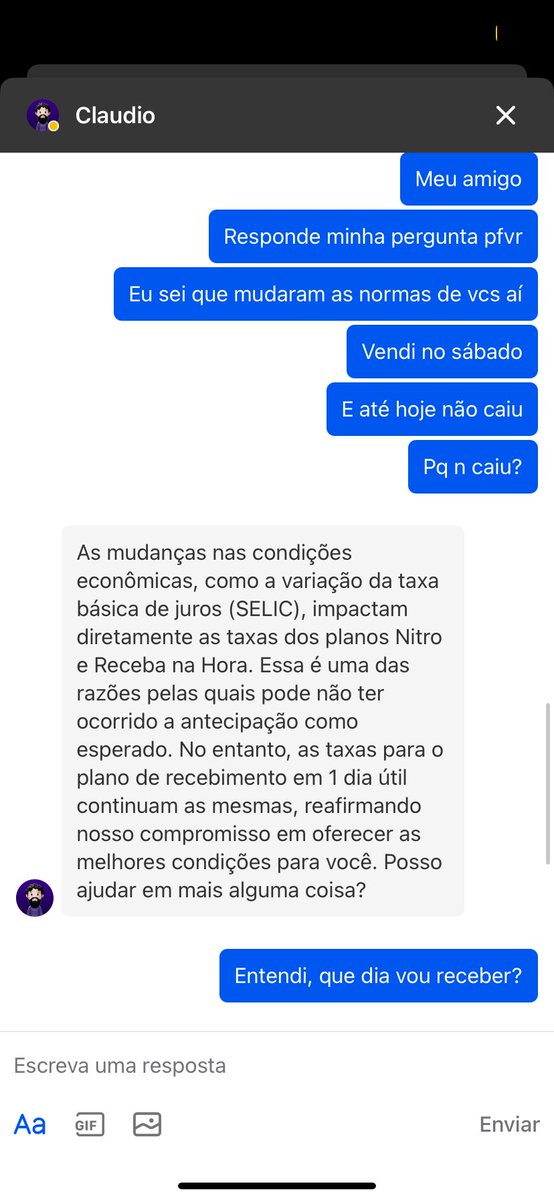 BorgesSantos307's tweet photo. @infinitepay que atendimento horrível é esse? A resposta é robotizada e não responde a pergunta direta !! https://t.co/BOyqPXBWuI