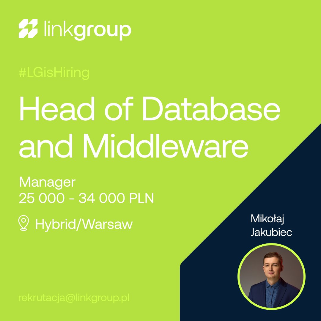 LinkGroup_co's tweet photo. IT specialists wanted! 🔍 If you’re looking for your next career move, check out these fantastic opportunities 💚 We’re still looking for the right candidates to fill these positions:

Java Architect for Banking
Location: Remote
Salary: 20,800 – 24,000 PLN
Level: Expert/Architect
🔗 https://t.co/o3Yt5iuOOU

Head of Database and Middleware
Location: Hybrid/Warsaw
Salary: 25,000 – 34,000 PLN
Level: Manager
🔗 https://t.co/sgyJhsoSSY

DevOps Engineer with Azure
Location: Remote
Salary: 15,000 – 16,500 PLN
Level: Regular
🔗 https://t.co/boLR0gLx4q

Ready for your next challenge? Apply now!

Know someone who might be interested? Tag them in the comments! 👇

#hiring #remote #warsaw