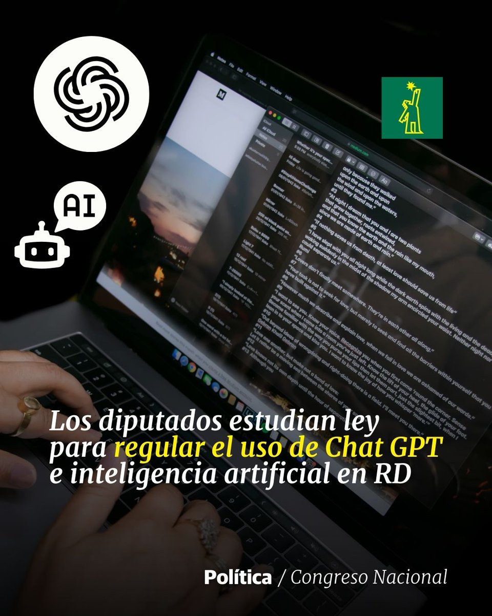 DiarioLibre's tweet photo. 📜 |#CongresoNacionalDL | El proyecto busca crear una entidad para sancionar posibles delitos de la IA

🔗https://t.co/2hsnfGNC6H

#DiarioLibre #ChatGPT #InteligenciaArtificial #RD #Diputados https://t.co/2BmLxJUWRT