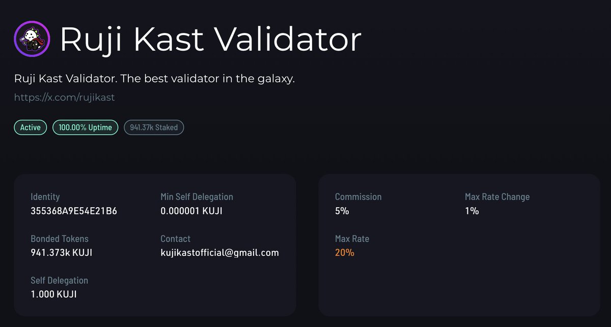 We've been $KUJI boys since day 1 &amp; always will be 🉐

Our validator will keep running into merge &amp; we have no plans to shut it down 🤝

We're super excited to share the upcoming $RUJI journey with you all 🩷

It's going to be more special than you could ever imagine 💋