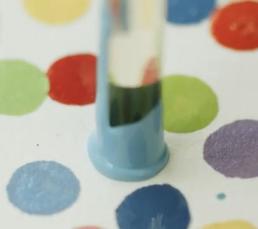 Here’s how the dots were applied to the <a href="/hirst_official/">Damien Hirst</a> #TheCurrency #NFT paintings. I reckon that’s a 5mm dowel. 10,000 paintings!
Wonder if anyone worked out how many dots were painted in total?