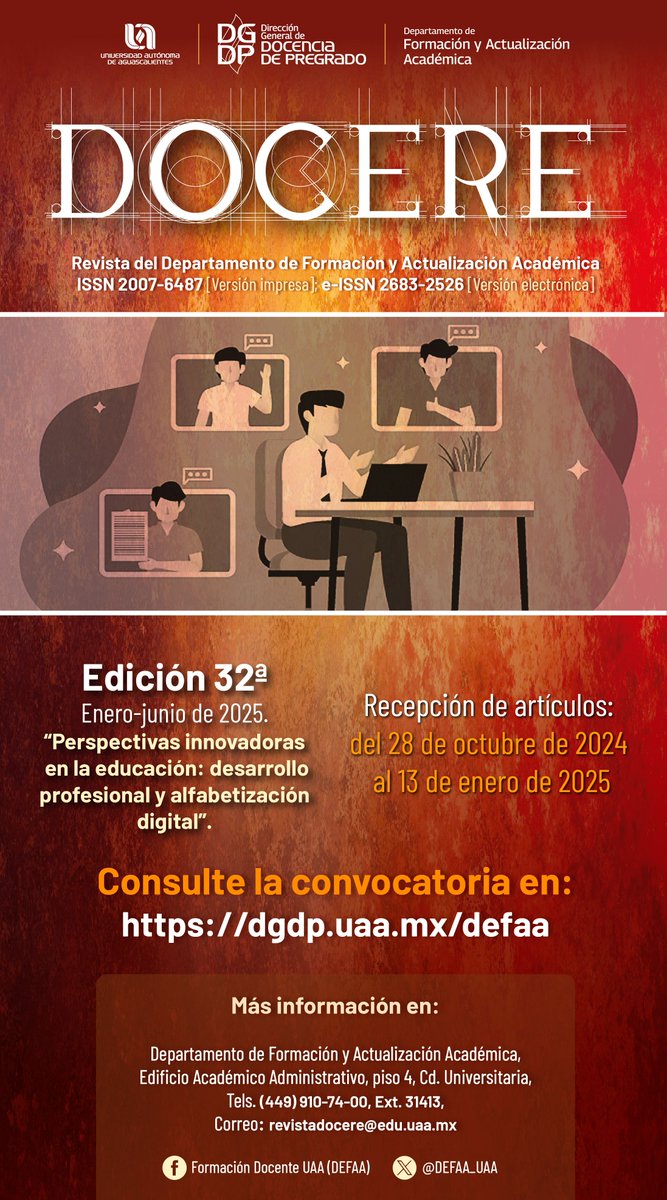 DEFAA_UAA's tweet photo. Las próximas vacaciones ya están cerca, las cuales podría aprovechar escribiendo un artículo y participar en la próxima edición de la revista semestral Docere. Consulte las bases y envíe su propuesta a más tardar el lunes 13 de enero de 2025. https://t.co/tpulkfhTVi https://t.co/881aGtqx7U