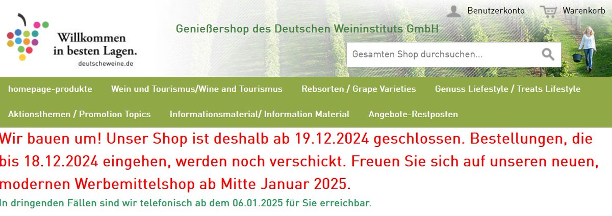 weininstitut's tweet photo. unser Shop schließt in wenigen Tagen, um dann Mitte Januar in neuem Gewand an den Start zu gehen https://t.co/vmrvFlJtkn Rund drei Wochen ist die domain nicht zu erreichen😇 https://t.co/bAY1ZRM7Ef