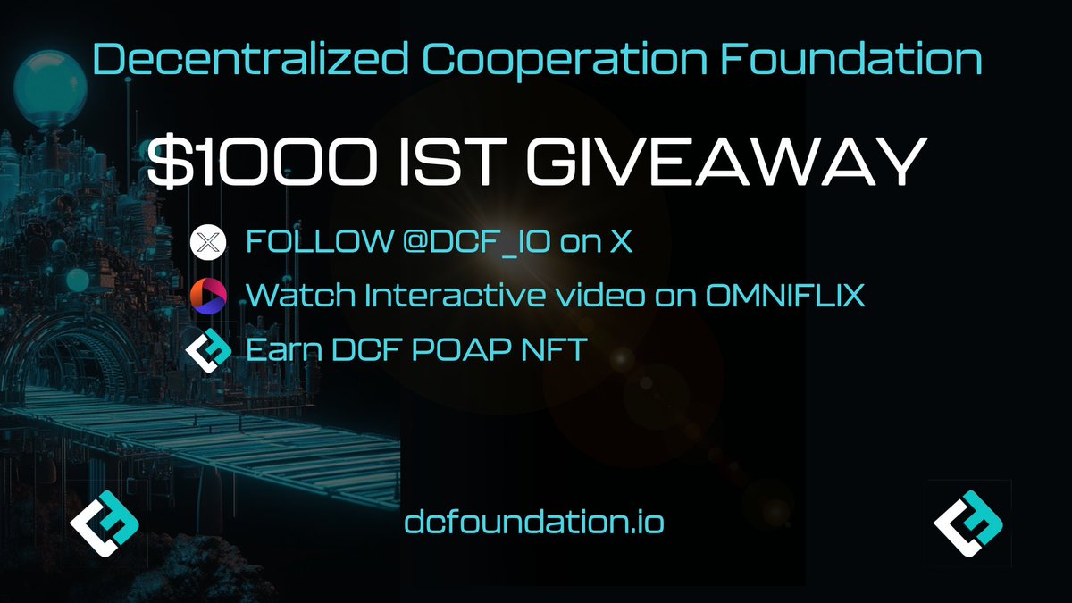 DCF_io's tweet image. 📢The DCF is giving away a share of $1000 IST to 4 Lucky Winners 🏆 

Your path to winning couldn’t be easier 🤩 Find out more👇#dcfrocks